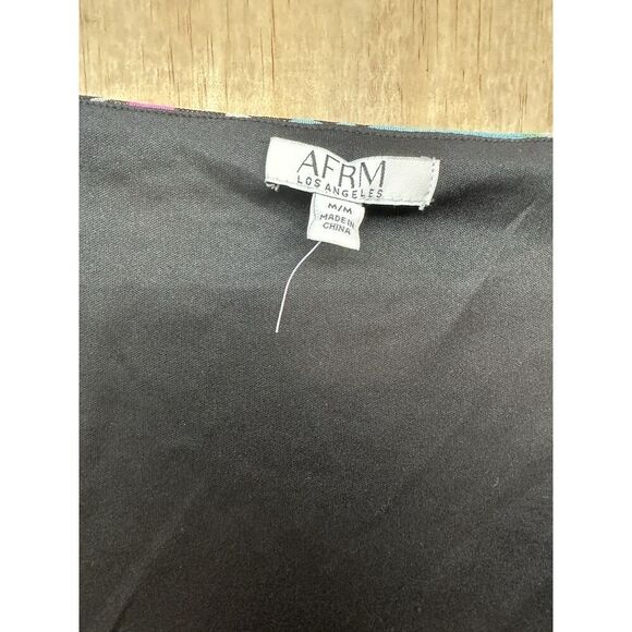 AFRM Bodysuit Colorful Floral M Mesh Runched Sheer Sleeves - Picture 2 of 6